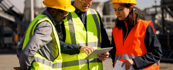 This is a photo of three construction workers.