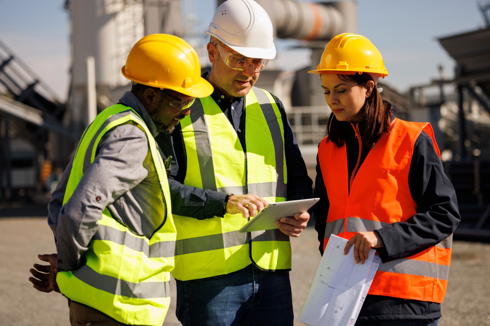 This is a photo of three construction workers.